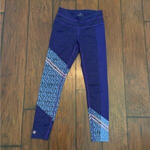 Blue and Coral Athleta XS Print Leggings